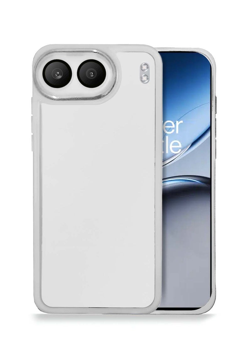 Wtech OnePlus Nord 4 5G 2024 Soft Transparent TPU Silicone Ultra Thin Phone Stylish Electroplated Camera Border Back Case Cover - White - Image 1