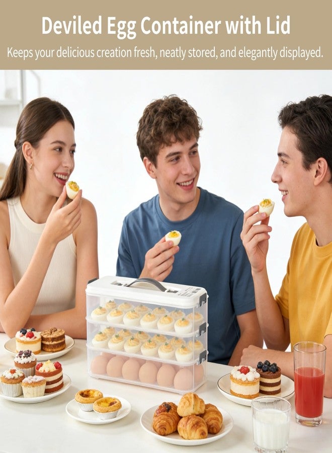 Homaisson Deviled Egg Container with Lid, 3-layer Egg Carrier Trays with 36 Slots, Clear Stackable Storage Container with Handle for Refrigerator, Pantry, Travel, 12.2x4.8x6.7 - Image 3