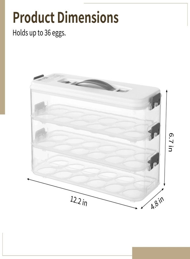 Homaisson Deviled Egg Container with Lid, 3-layer Egg Carrier Trays with 36 Slots, Clear Stackable Storage Container with Handle for Refrigerator, Pantry, Travel, 12.2x4.8x6.7 - Image 5