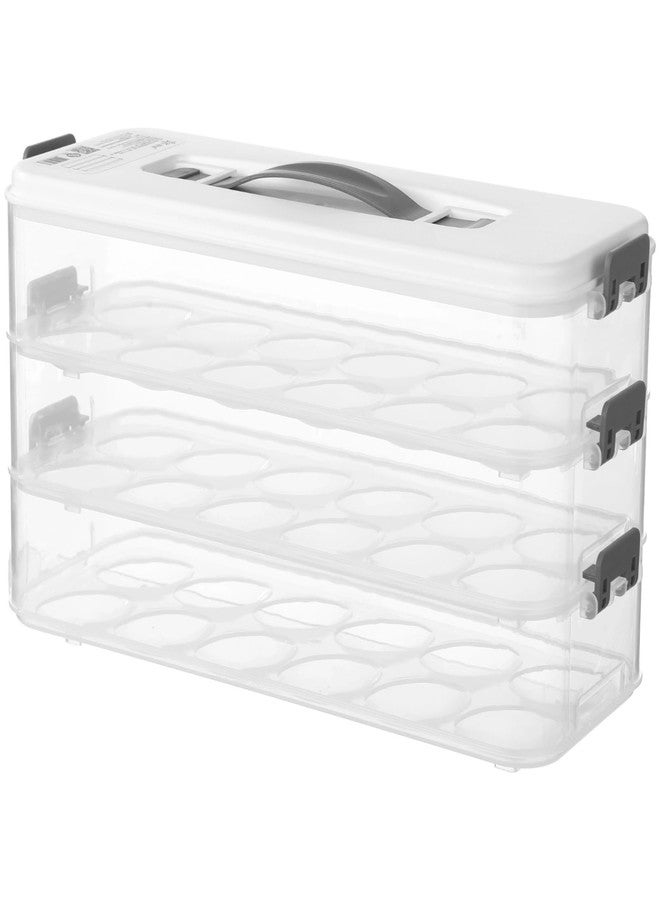 Homaisson Deviled Egg Container with Lid, 3-layer Egg Carrier Trays with 36 Slots, Clear Stackable Storage Container with Handle for Refrigerator, Pantry, Travel, 12.2x4.8x6.7 - Image 2