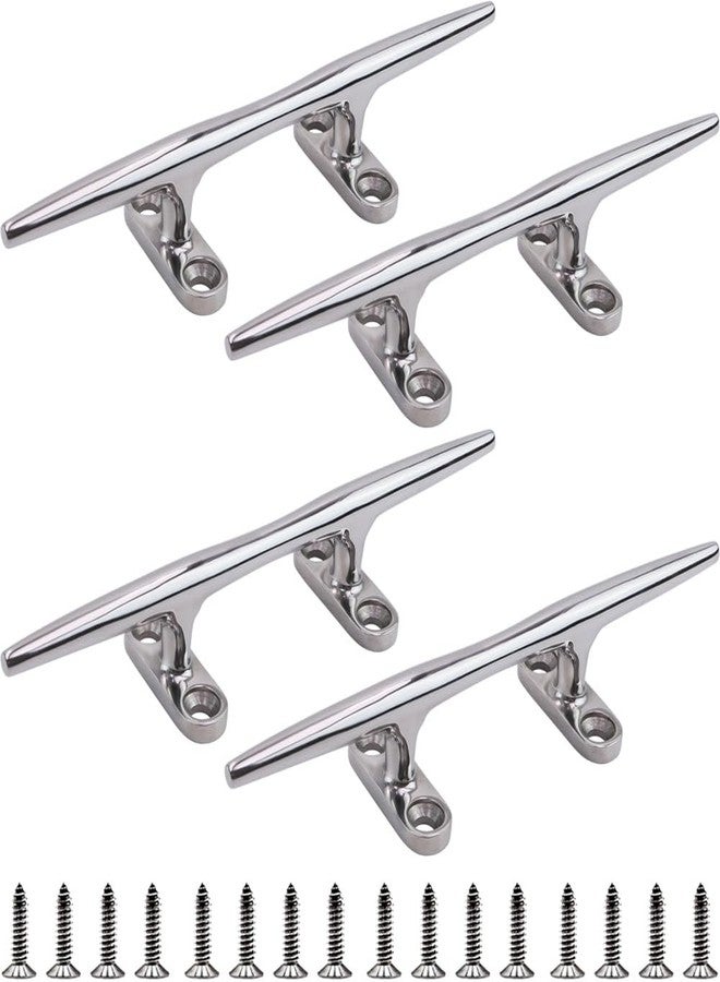 Laorde Boat Cleat Open Base 316 Stainless Steel Dock Cleat Marine Grade Rope Cleat with Fasteners for Kayaks, Nautical Decor (4 Pack, 4 inch) - Image 1