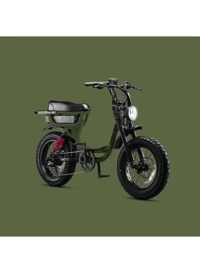 Flight Risk FR333 Electric Bike in Green with Front & Rear Suspension, 1000W Max Power Output, and 4-Piston Tektro Hydraulic Disc Brakes - Image 3