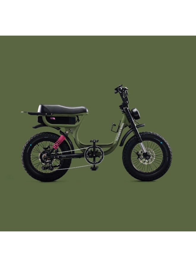 Flight Risk FR333 Electric Bike in Green with Front & Rear Suspension, 1000W Max Power Output, and 4-Piston Tektro Hydraulic Disc Brakes - Image 1