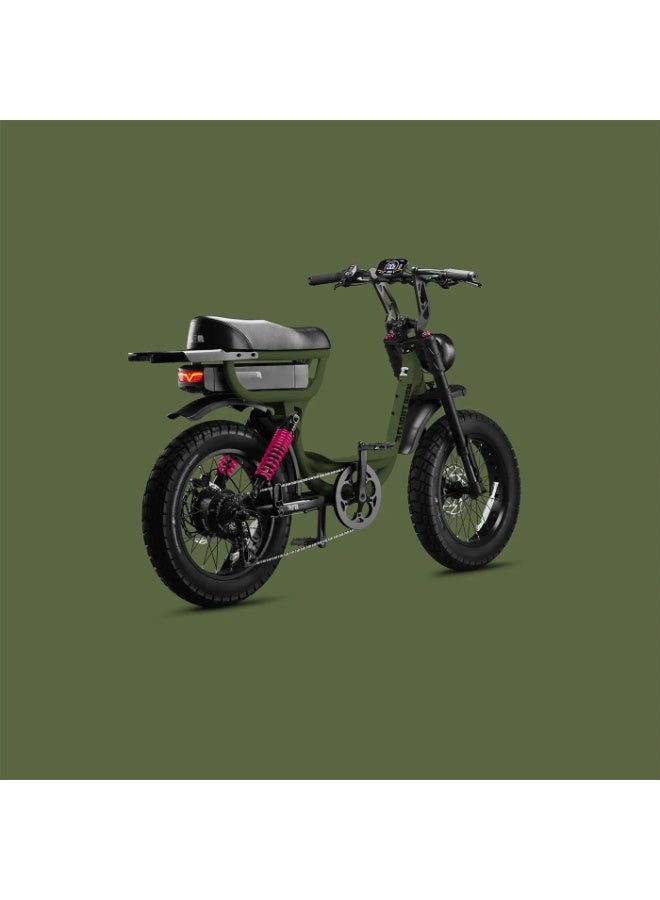 Flight Risk FR333 Electric Bike in Green with Front & Rear Suspension, 1000W Max Power Output, and 4-Piston Tektro Hydraulic Disc Brakes - Image 4