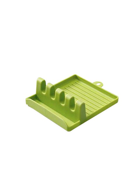 Kitchen Spatula Rack Utensil Rest with Drip Pad Green 14 x 5 13cm