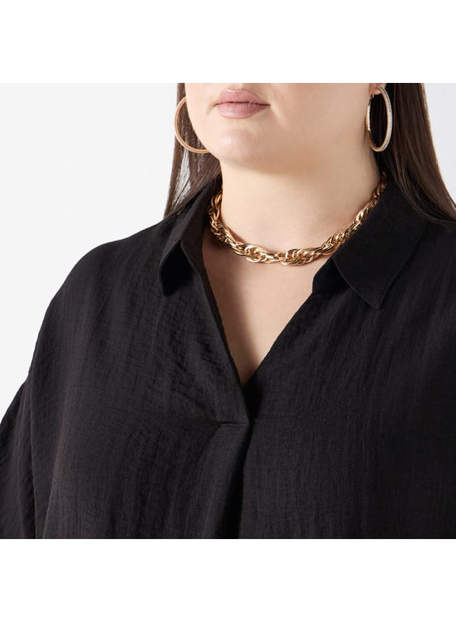 Ulla Popken Plus Size Ulla Popken Textured Top with Short Sleeves  - Image 4