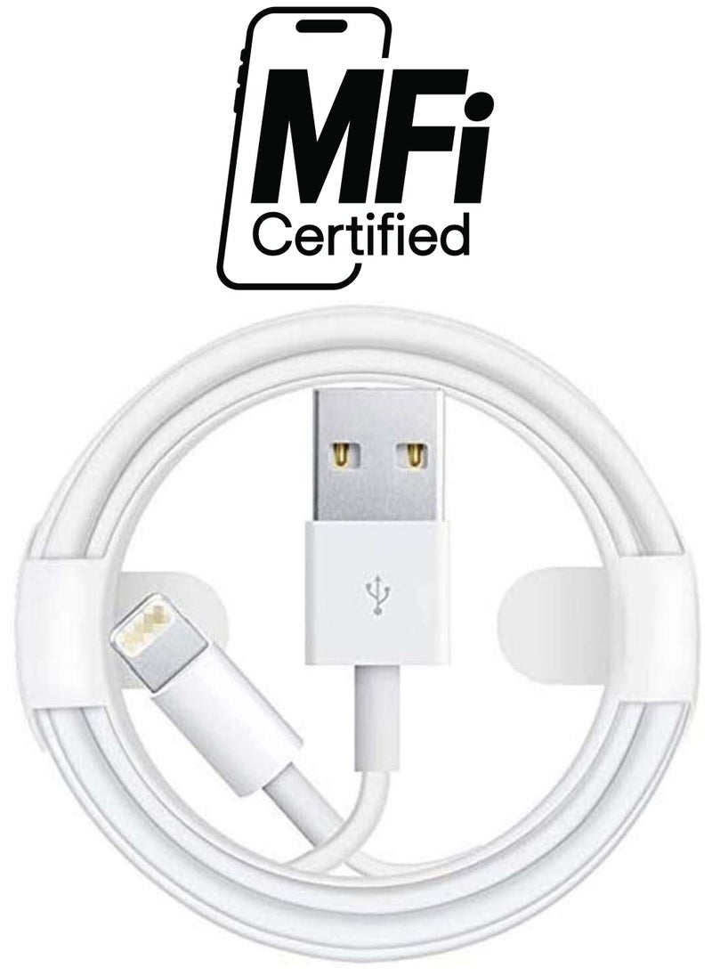 Generic Apple iPhone USB To Lightning Data Sync And Charging Cable White/Silver  - Image 1