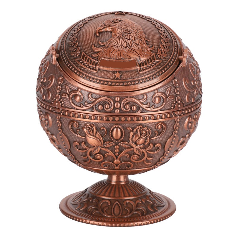 Retro Globe Ashtray Zinc Alloy Vintage Ashtray With Lid - Easy Clean Decorative Smoking Accessory for Home and Hotel - Image 1