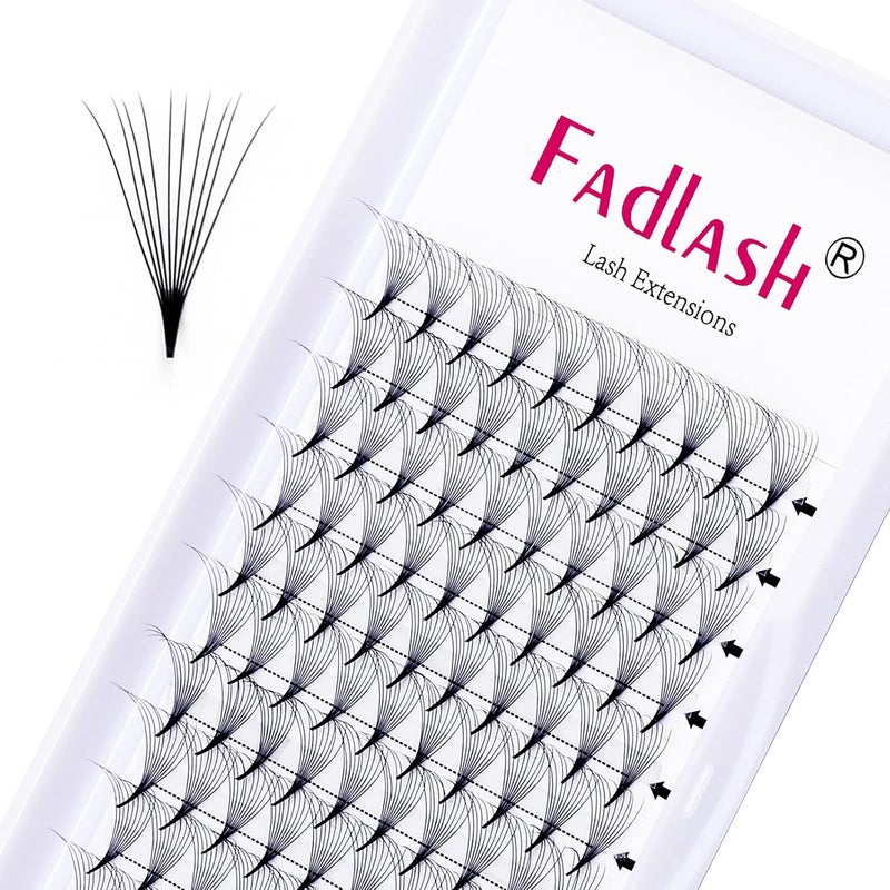FADLASH Premade Volume Eyelash Extensions 0.07 10D Lash Extensions C Curl Premades 13mm FADLASH Volume Premade Fans Pointed Base Middle Stem (10D-0.07-C, 13mm) Water rust proof - Image 1