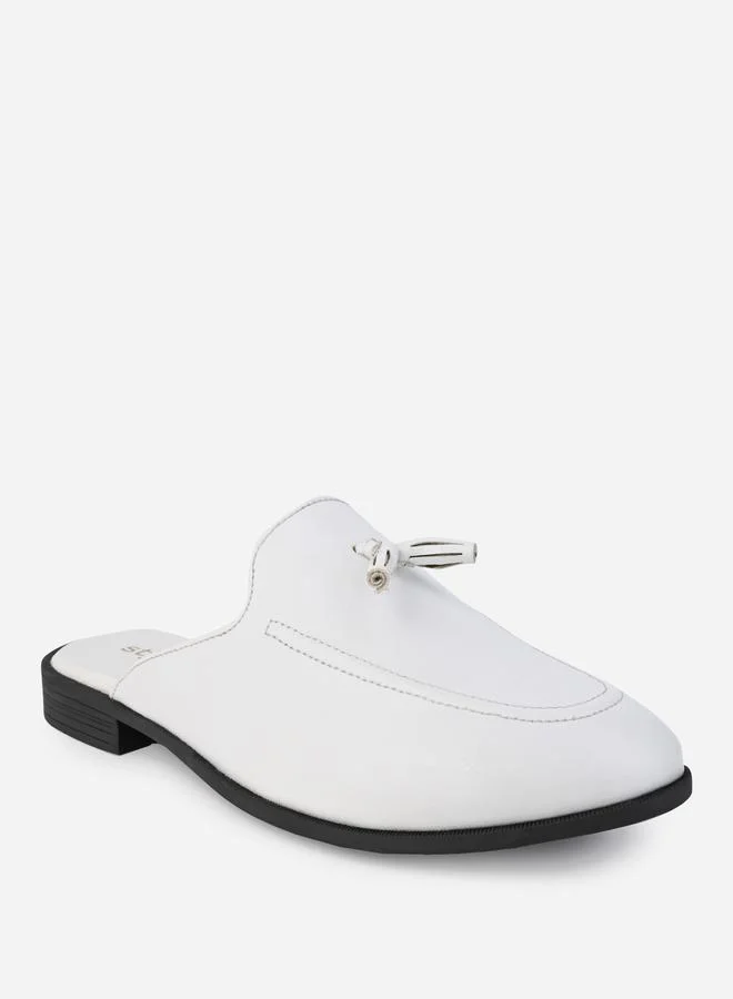 Styli Styli Tassel Accent Slip On Open Heel Mules