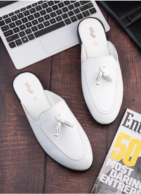 Styli Tassel Accent Slip On Open Heel Mules