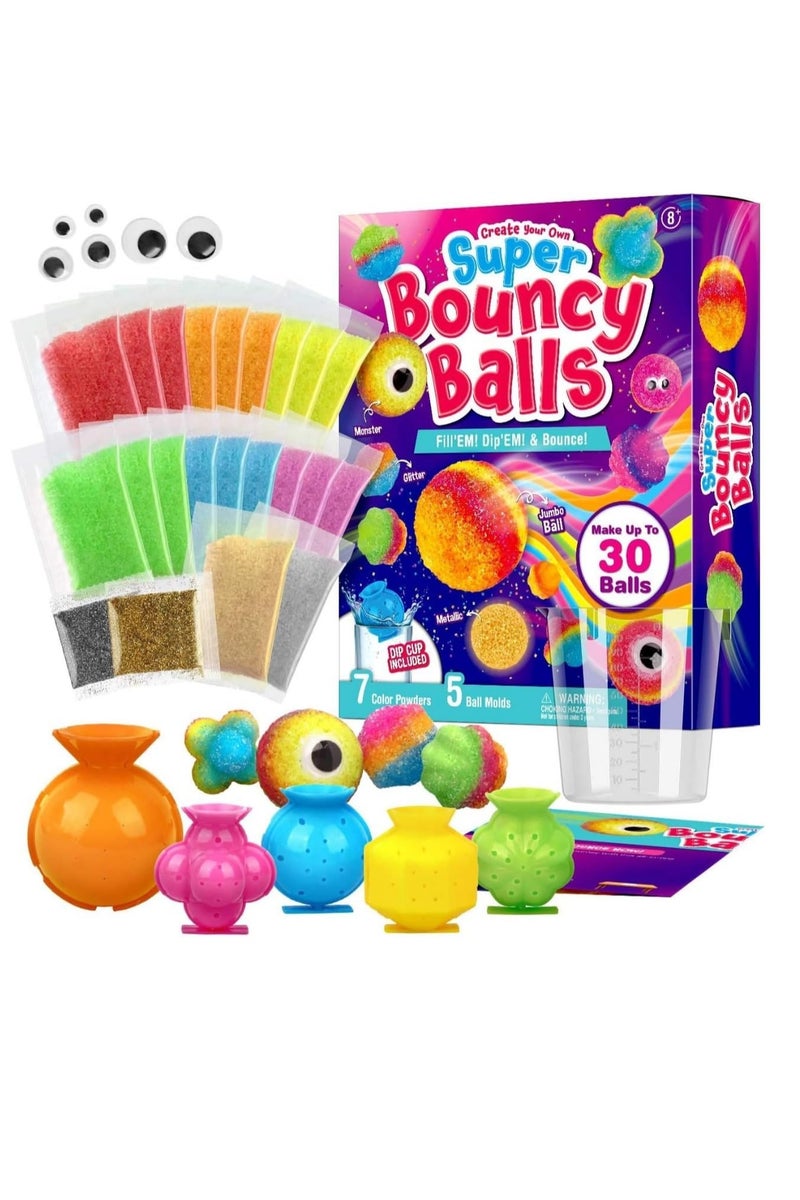 UKR DIY Bouncy Balls Kit Craft Set for Kids 30 Bouncy Balls with Glitter, Googly Eyes, Dip Cup 5 Molds Fun Activity Art Set Children Giveaway Gift - Image 1