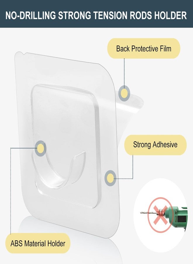 Goowin Adhesive Curtain Rod Holder, Goowin Tension Rod Holder, No Drilling Transparent Small Tension Rod Bracket (Only for Tension Rods Within 1" Diameter at Both Ends) (6 Pack) - Image 4