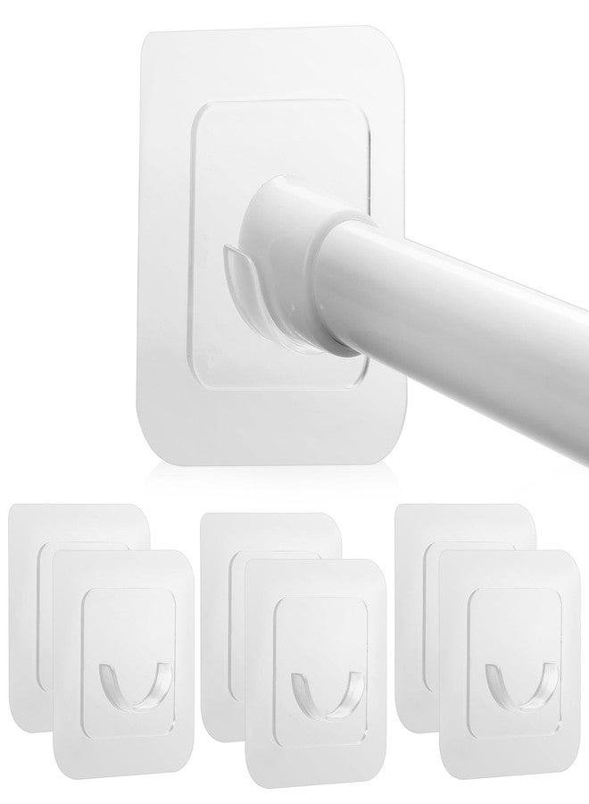 Goowin Adhesive Curtain Rod Holder, Goowin Tension Rod Holder, No Drilling Transparent Small Tension Rod Bracket (Only for Tension Rods Within 1" Diameter at Both Ends) (6 Pack) - Image 1