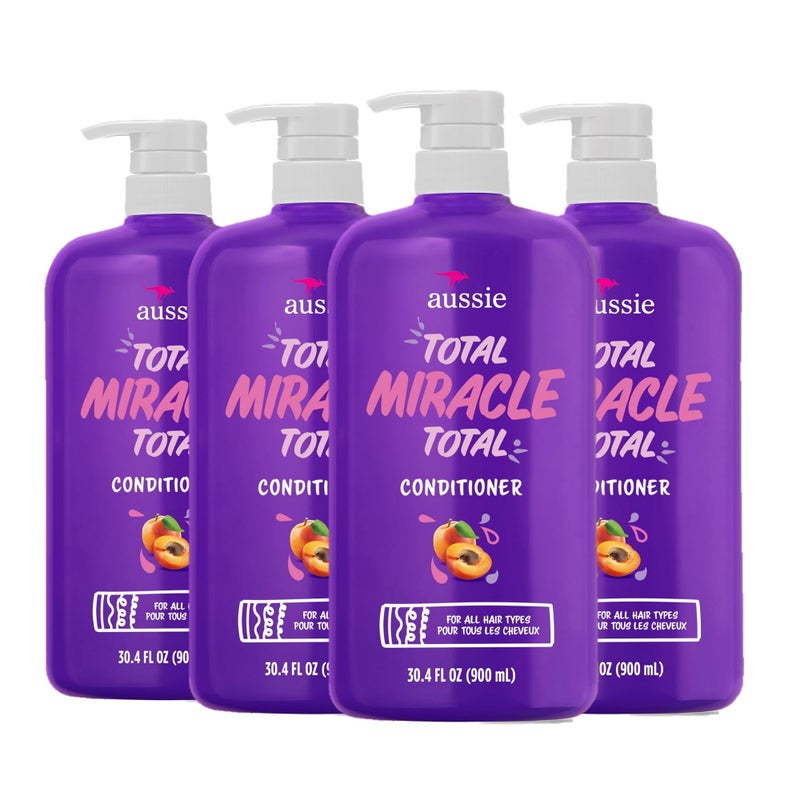 Aussie Total Miracle 7 Benefits Hair Conditioner for Damaged Hair, for All Hair Types, Paraben-Free, 30.4 fl oz, 4-pack - Image 1