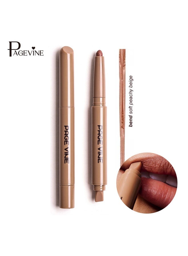 PAGE VINE Peptide Lip Shape-The Contouring LIp Shaper,Matte Nude Lip Liner Stain With Silicone Brush Double Ended Peptide Infused Waterproof Transfer Proof Long Lasting Lip Contour Pen - Image 1