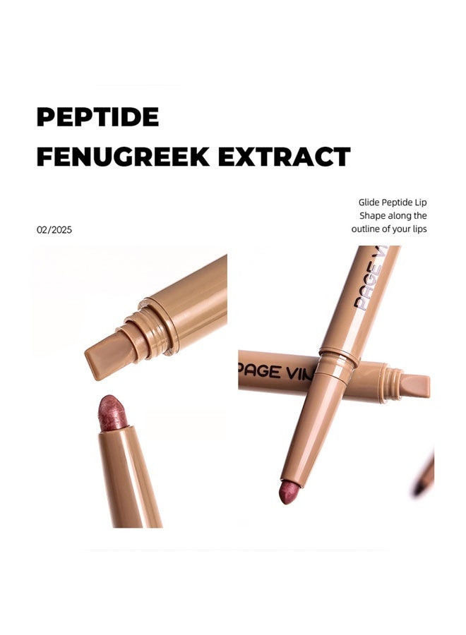 PAGE VINE Peptide Lip Shape-The Contouring LIp Shaper,Matte Nude Lip Liner Stain With Silicone Brush Double Ended Peptide Infused Waterproof Transfer Proof Long Lasting Lip Contour Pen - Image 4