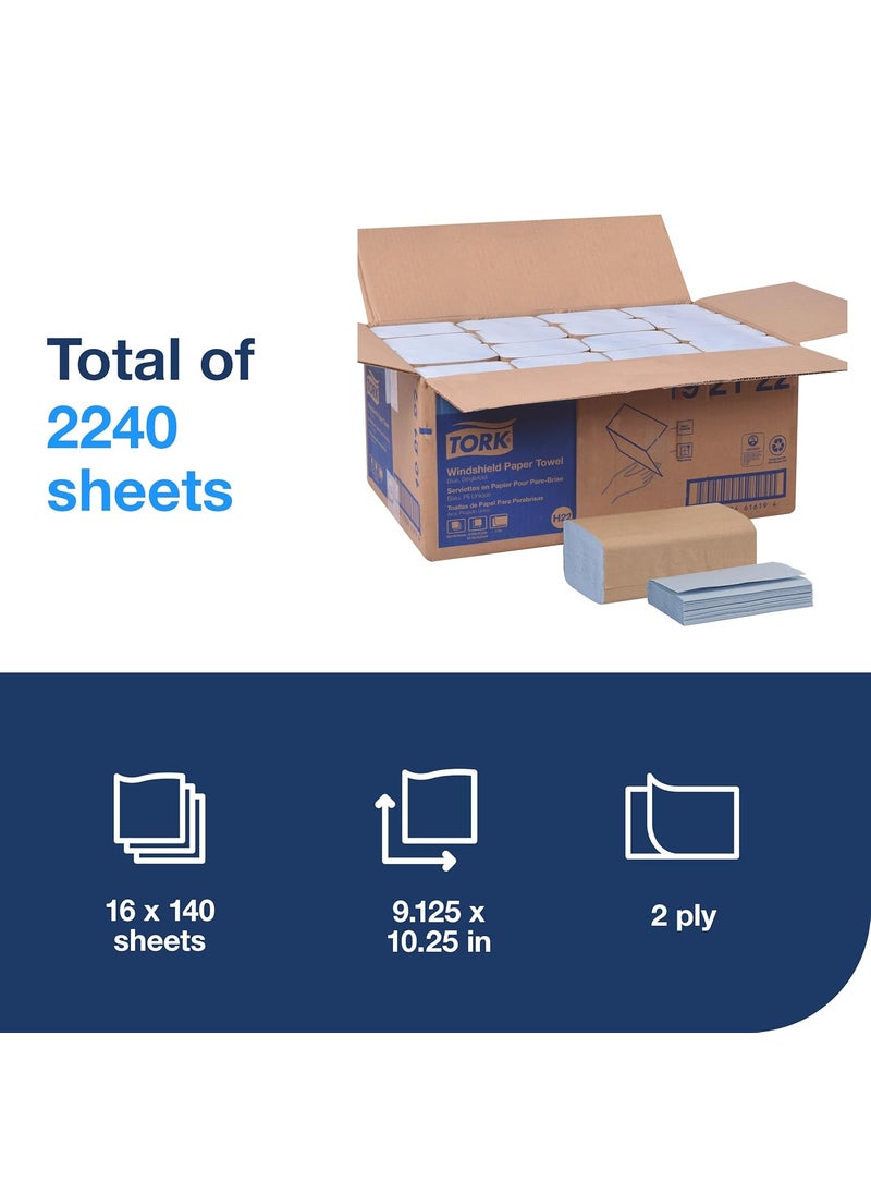 Tork Tork Folded Windshield Paper Towel Blue H22 Extra Absorbent 16 x 140 Towels 192122  - Image 2