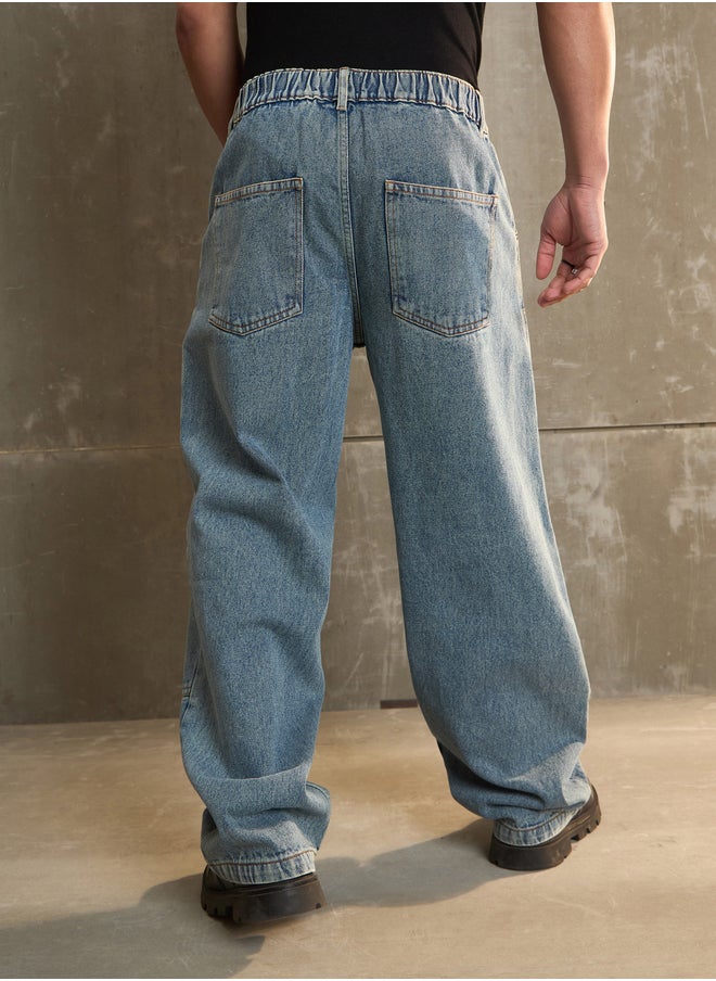 SASSAFRAS Washed Wide Leg Carpenter Jeans  - Image 5