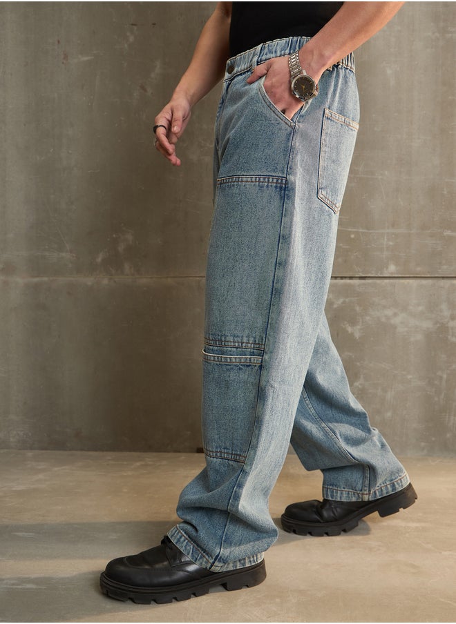 SASSAFRAS Washed Wide Leg Carpenter Jeans  - Image 3