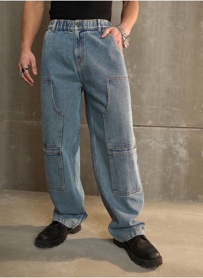 SASSAFRAS Washed Wide Leg Carpenter Jeans  - Image 1