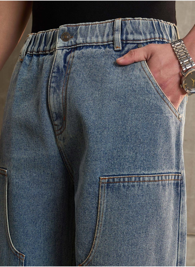 SASSAFRAS Washed Wide Leg Carpenter Jeans  - Image 4