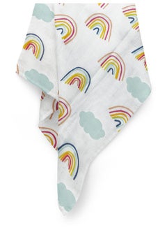 MOM'S HOME Organic Cotton Baby Muslin Swaddle Combo | Rainbow & Unicorn | 100X100 Cm | 0-12 Months | Multicolor | Pack Of 2  - Image 4