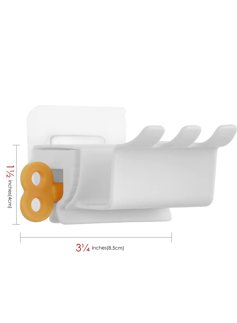 2Pcs Wall Mounted Toothbrush Holder, Toothbrush Holder for Bathrooms with Toothpaste Dispenser Toothbrush Storage Organizer Stand with Double Sided Tape Punching-Free (White) - Image 3
