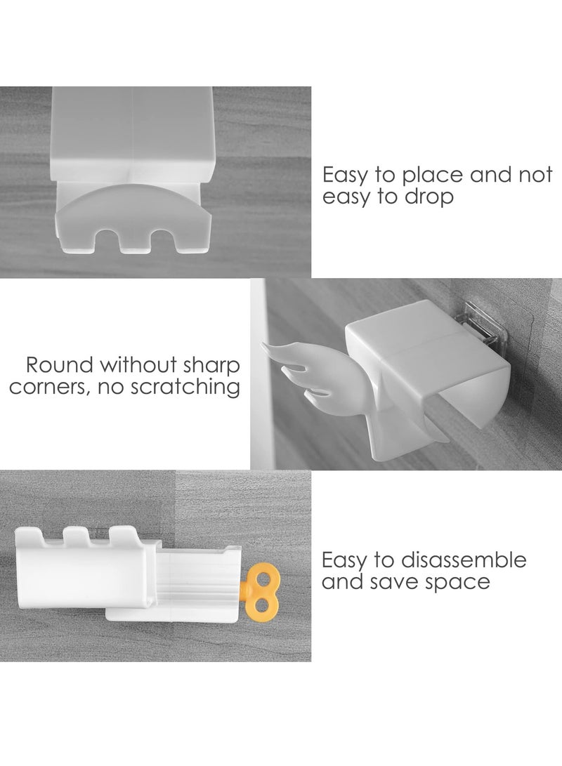 2Pcs Wall Mounted Toothbrush Holder, Toothbrush Holder for Bathrooms with Toothpaste Dispenser Toothbrush Storage Organizer Stand with Double Sided Tape Punching-Free (White) - Image 2