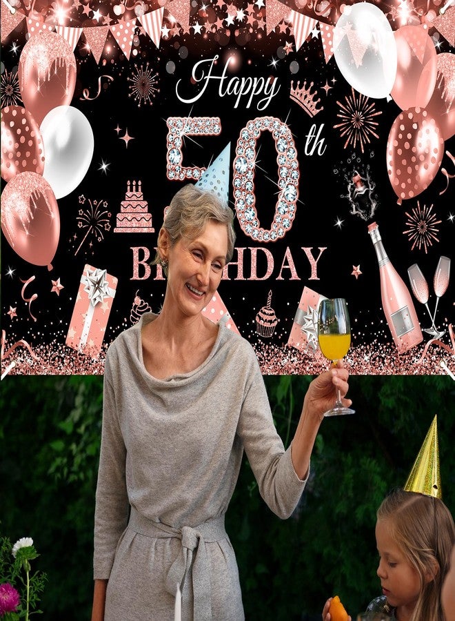افيزانو لافتة عيد ميلاد سعيد الخمسين من أفزانو للرجال والأولاد، بالون أسود وذهبي لامع، خلفية لحفلة عيد ميلاد الخمسين، خلفية تصوير لعيد ميلاد الخمسين، لوازم الحفلات، 70.8 × 43.3 بوصة - Image 5