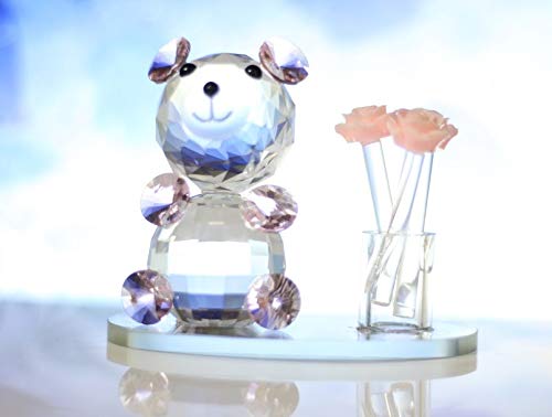 Lilone Crystal Teddy Bear With Rose Bouquet (8x5x7 cm, Transparent) - Image 4