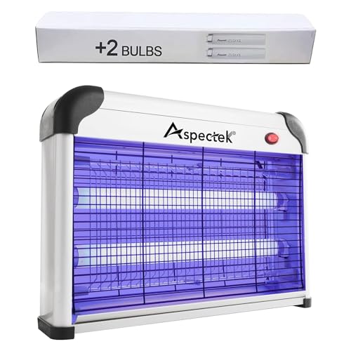 ASPECTEK Powerful 20W Indoor Bug Zapper - Electric Fly Trap, Mosquito Killer with UV Lamp, Includes 2 Replacement Bulbs for Effective Insect Control - Image 1