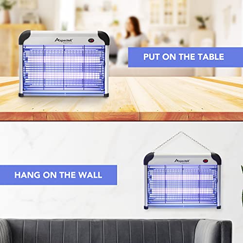 ASPECTEK Powerful 20W Indoor Bug Zapper - Electric Fly Trap, Mosquito Killer with UV Lamp, Includes 2 Replacement Bulbs for Effective Insect Control - Image 4