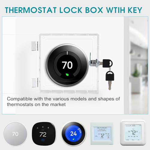 SUTINE Thermostat Lock Box with Key, Universal Thermostat Cover with Lock, Small Thermostat Lock Box Guard, Clear AC Lock Box Compatible with Nest Thermostat On Wall 4.8" H x 4.53" W or Smaller - Image 5