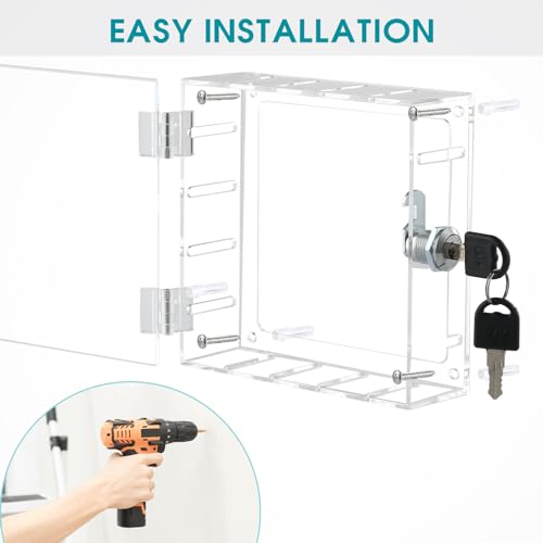 SUTINE Thermostat Lock Box with Key, Universal Thermostat Cover with Lock, Small Thermostat Lock Box Guard, Clear AC Lock Box Compatible with Nest Thermostat On Wall 4.8" H x 4.53" W or Smaller - Image 4