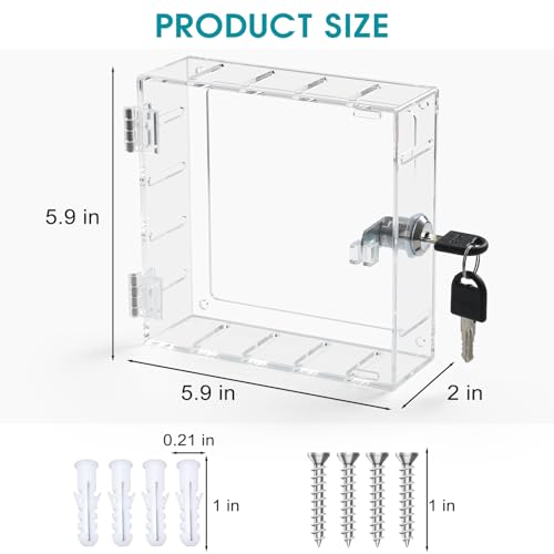 SUTINE Thermostat Lock Box with Key, Universal Thermostat Cover with Lock, Small Thermostat Lock Box Guard, Clear AC Lock Box Compatible with Nest Thermostat On Wall 4.8" H x 4.53" W or Smaller - Image 2