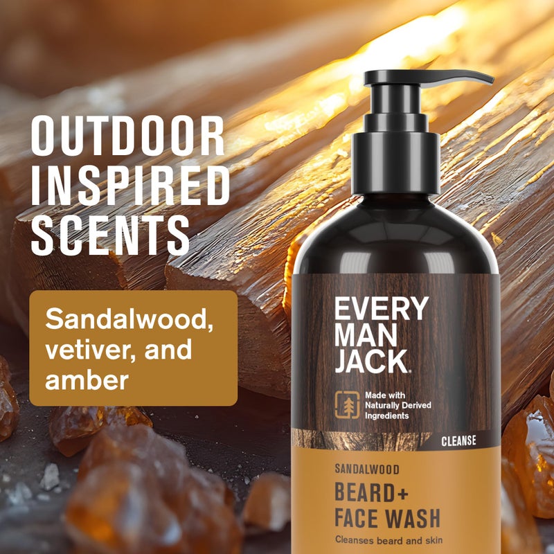 Every Man Jack Beard Essentials Gift Set for Men â€“ Complete Routine with 5 Full-Size Products â€“ Sandalwood Scent - Beard & Face Wash, Lotion, Oil, Butter & Comb - Image 4