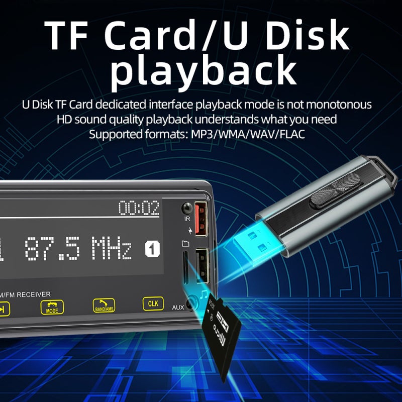 Single Din Car Stereo Receiver - Black, Hands-free Calling, Voice Assistant Control, Dual USB Ports, Shocking Stereo Sound, FM Radio for Car Driving - Image 3