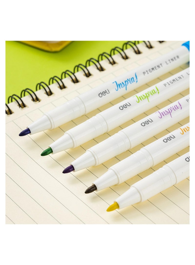 Deli 12-Piece Dual Tip Pigment Liner Pens Multicolour - Image 3