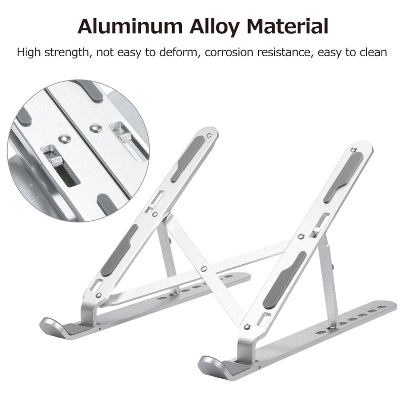 7-gear Adjustable Laptop Stand Portable Folding Aluminum Alloy Non-slip Laptop Tablet Bracket Stable Structure Silver - Image 2