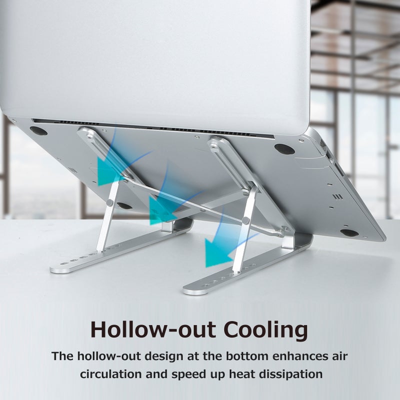 7-gear Adjustable Laptop Stand Portable Folding Aluminum Alloy Non-slip Laptop Tablet Bracket Stable Structure Silver - Image 4