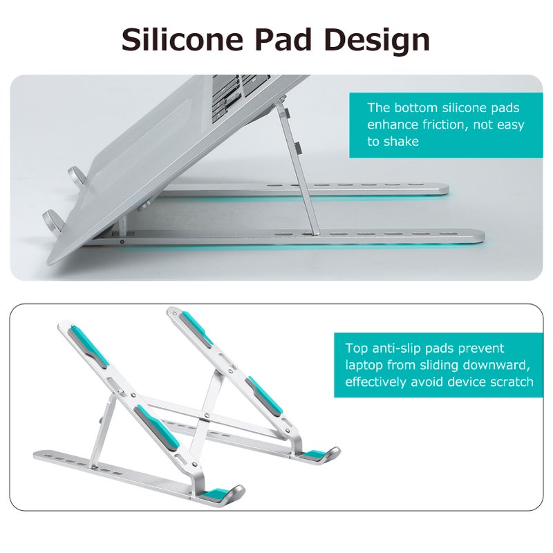 7-gear Adjustable Laptop Stand Portable Folding Aluminum Alloy Non-slip Laptop Tablet Bracket Stable Structure Silver - Image 5