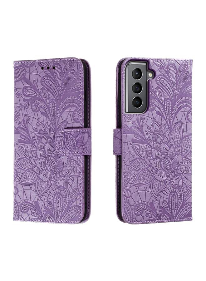 S-TOP Case For Samsung Galaxy S21 Lace Flower Embossing Flip Leather Phone Case - Image 1