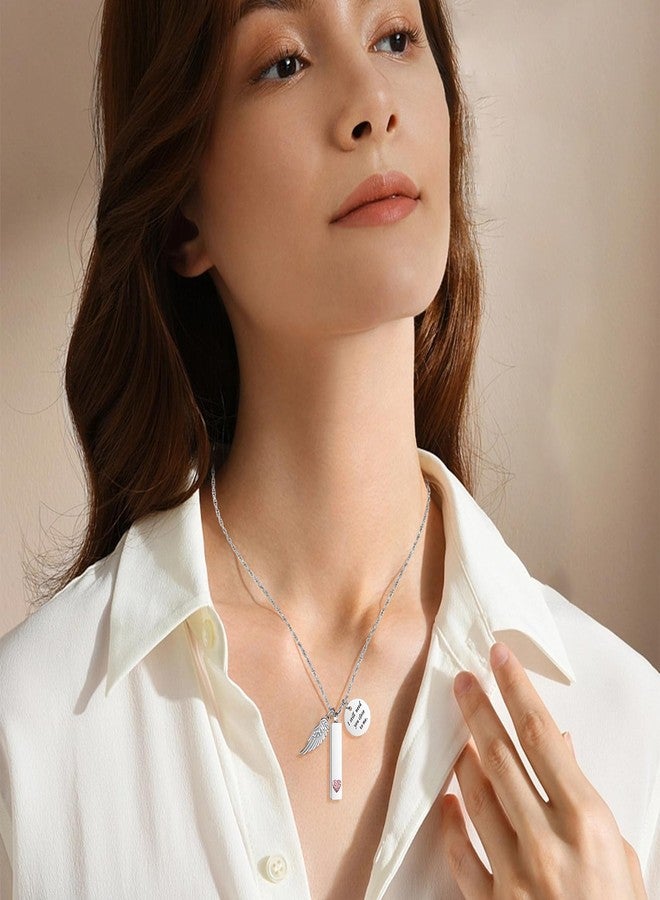 XIUDA Cremation Jewelry for Ashes with Angel Wing Charm Vertical Bar Urn Necklace Stainless Steel Memorial Keepsake Pendant for Women - Image 2