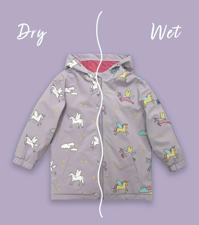 Holly & Beau Girls unicorn colour changing raincoat