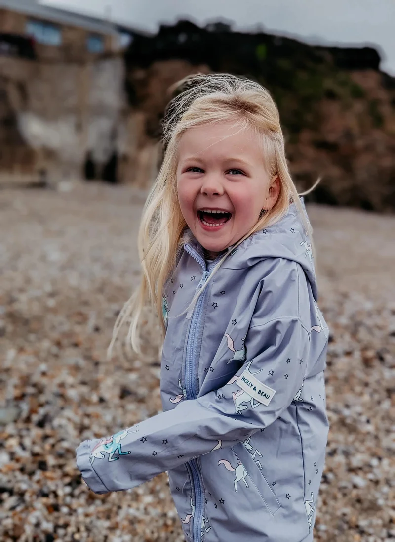 Holly & Beau Girls unicorn colour changing raincoat