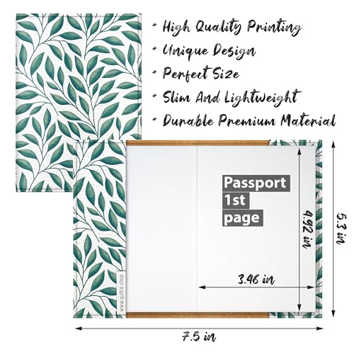 Quttie Passport Cover for Kids, Women and Men, Cute Travel Passport Holder (Leaf Pattern) - Image 2