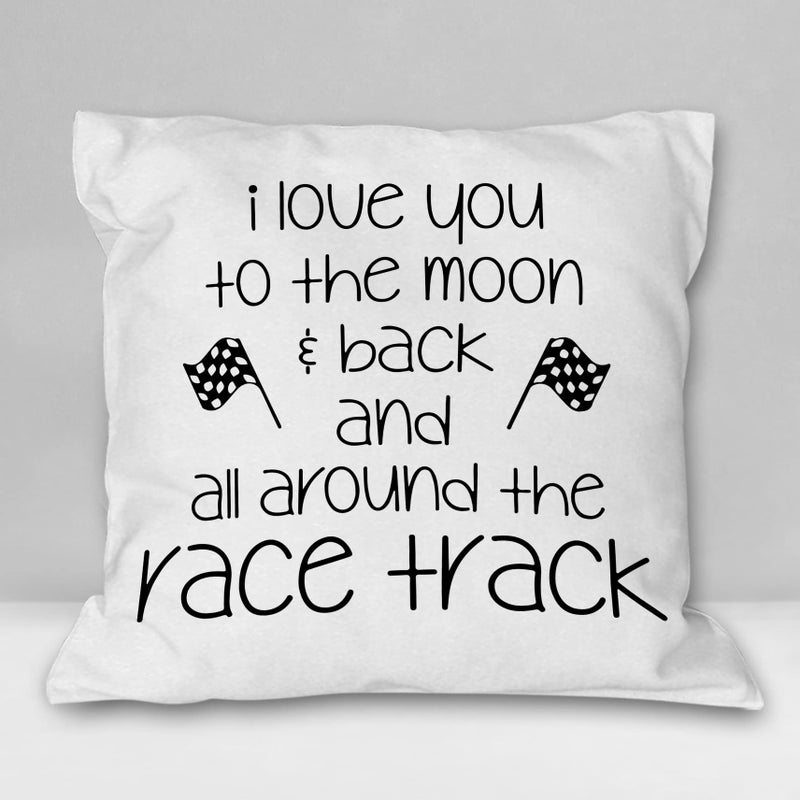 Burosev Racing Sign I Love You to The Moon Back Soft Throw Pillow Cover Race Car Lover Decorative Pillowcase Racing Motorsports Decor Decorations for Home Sofa Living Room 18 x 18 Inch