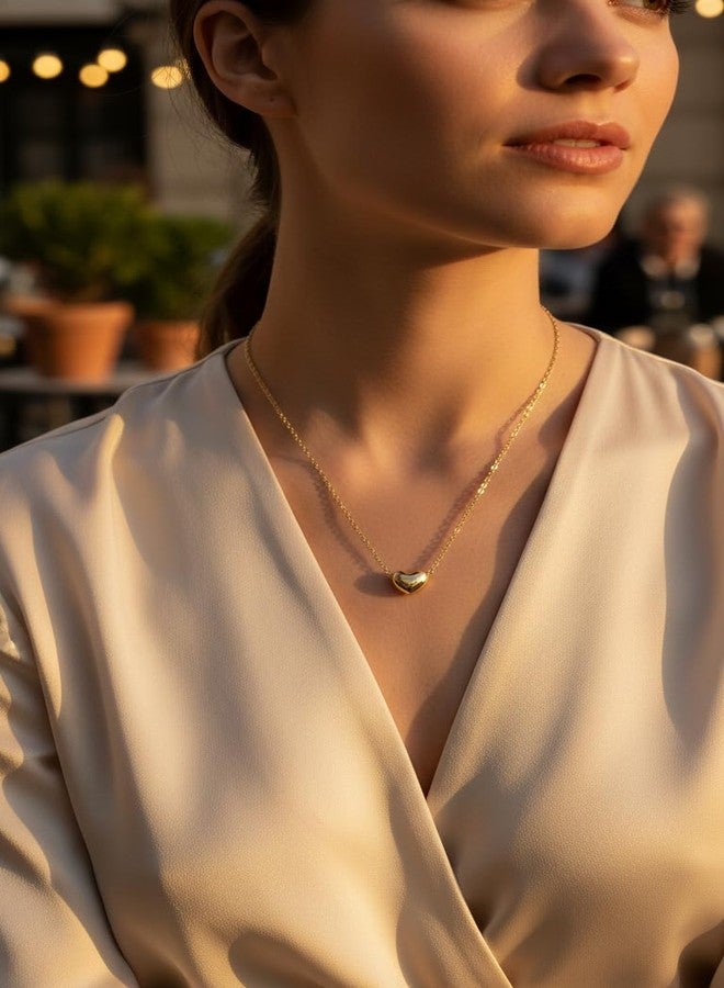 NKR GOLD Gold Heart Pendant Necklace for Women & Girls | Minimalist Love Heart Chain Necklace | Cute Romantic Gift for Wife Girlfriend Birthday Anniversary Valentine's Day - Image 2