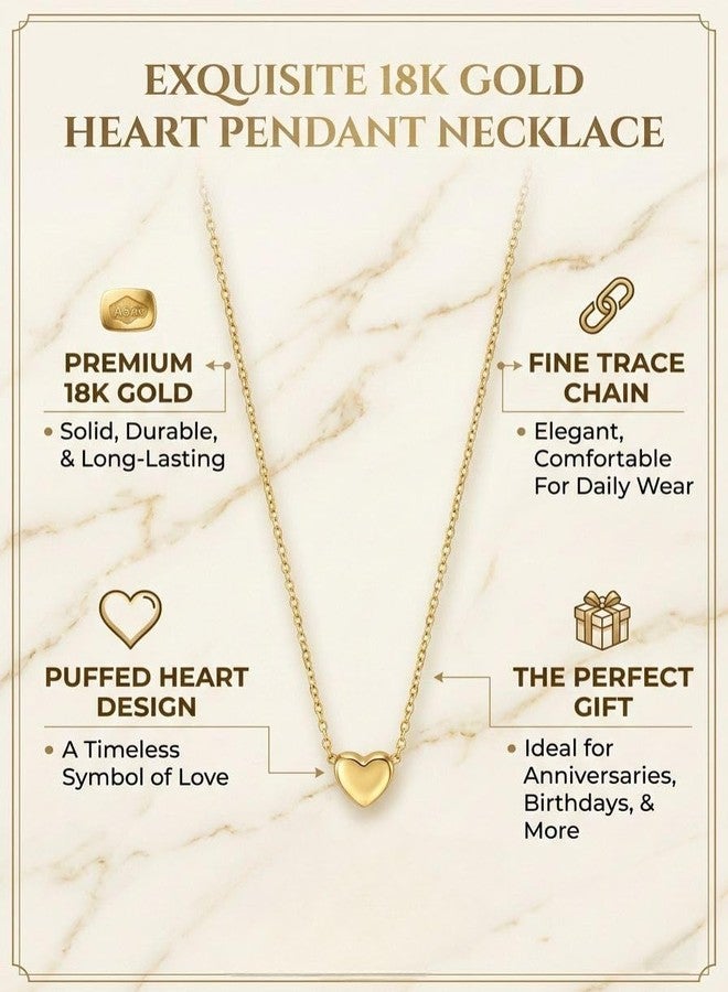 NKR GOLD Gold Heart Pendant Necklace for Women & Girls | Minimalist Love Heart Chain Necklace | Cute Romantic Gift for Wife Girlfriend Birthday Anniversary Valentine's Day - Image 3